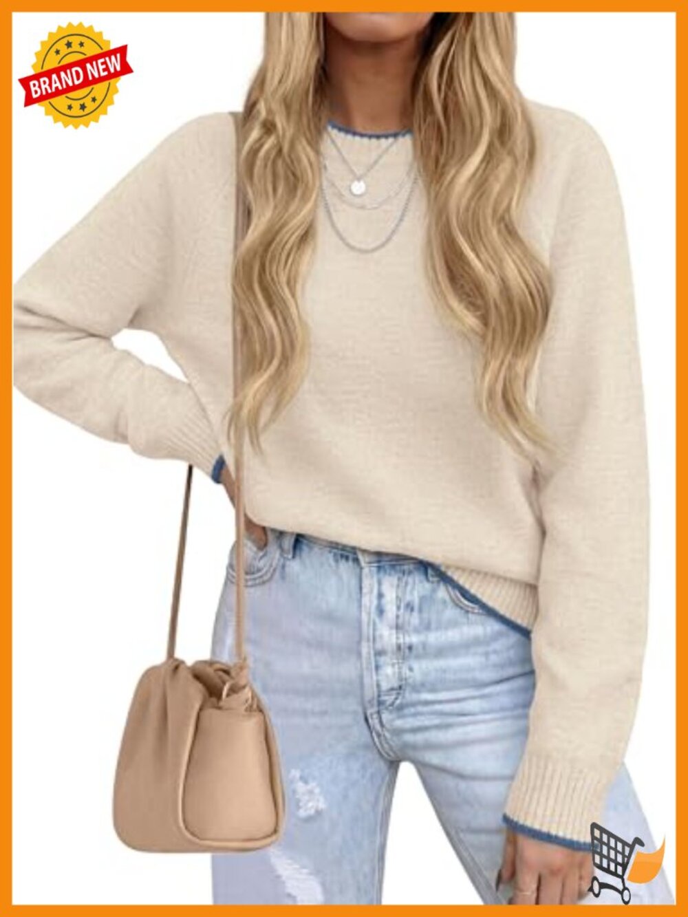 Womens Crewneck Pullover Sweater Long Sleeve Knit Top